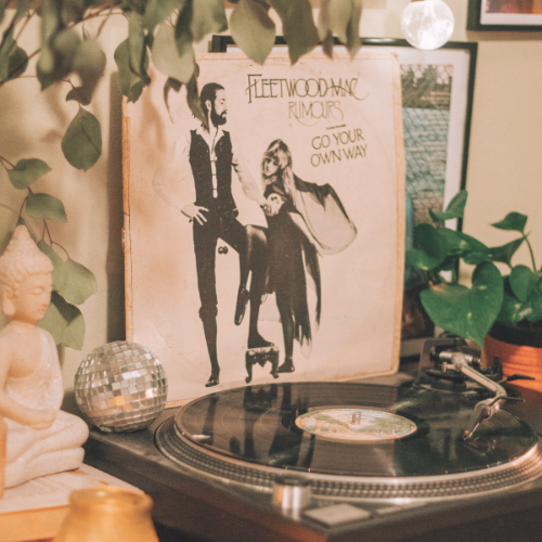 Fleetwood Mac Rumours vinyl record on a turntable